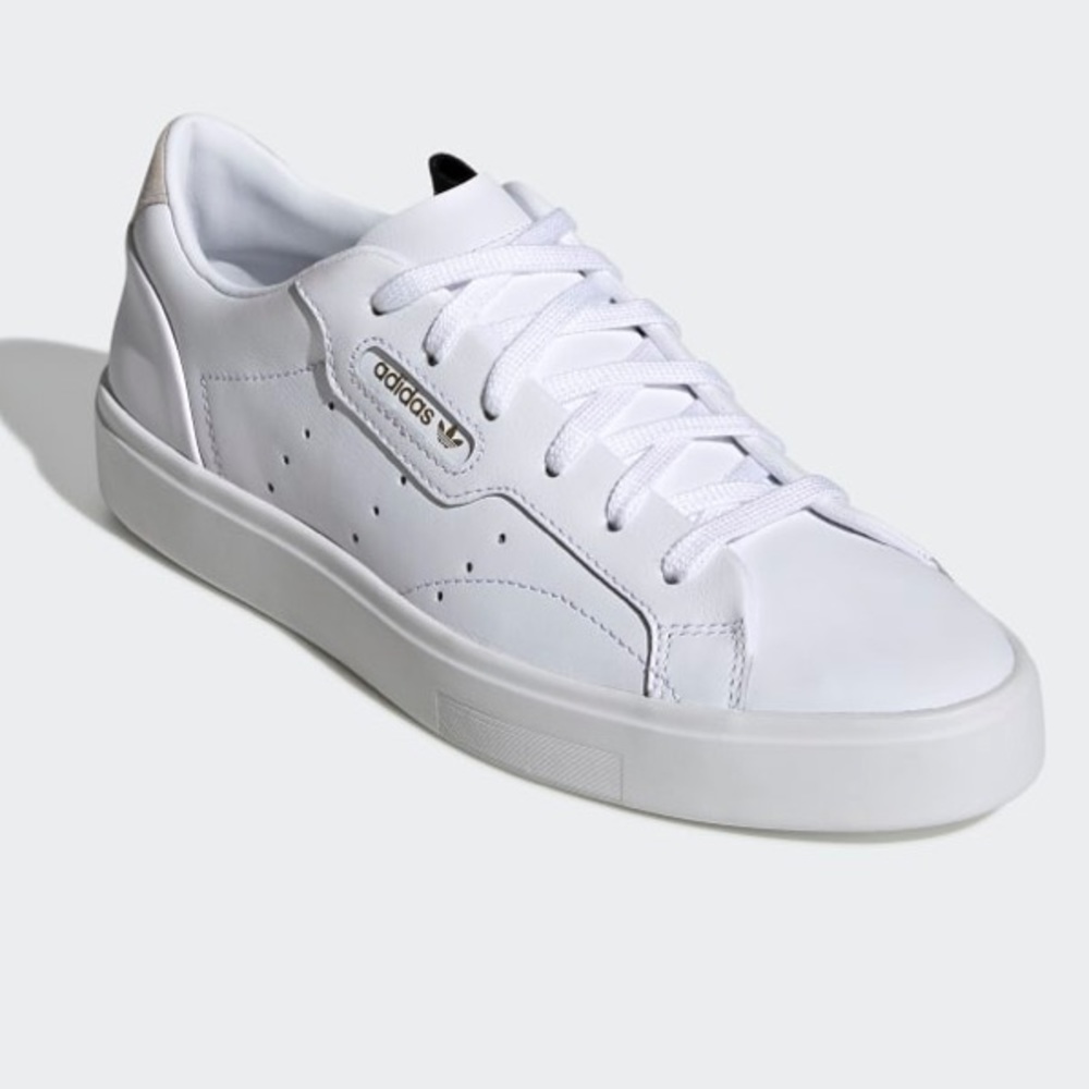 Adidas white sleek sneakers (new)